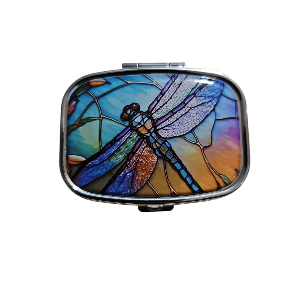 Colorful Dragonfly Stained Trinket Box